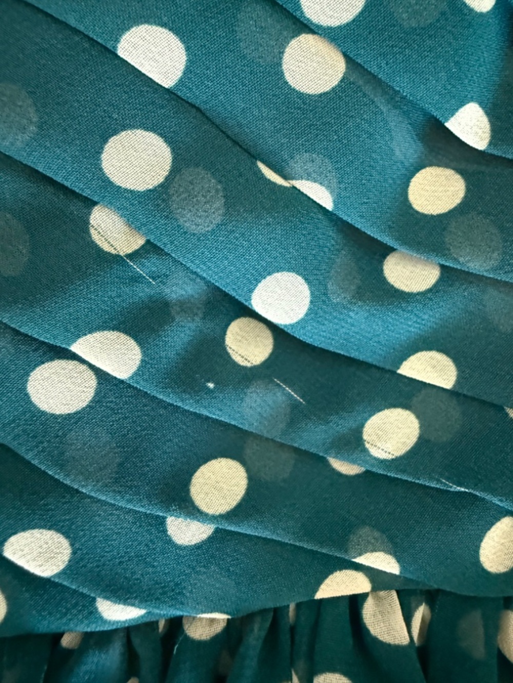 Unique Vintage Teal Polka Dot Strapless Fit Flare Dress Rockabilly L - Picture 11 of 11